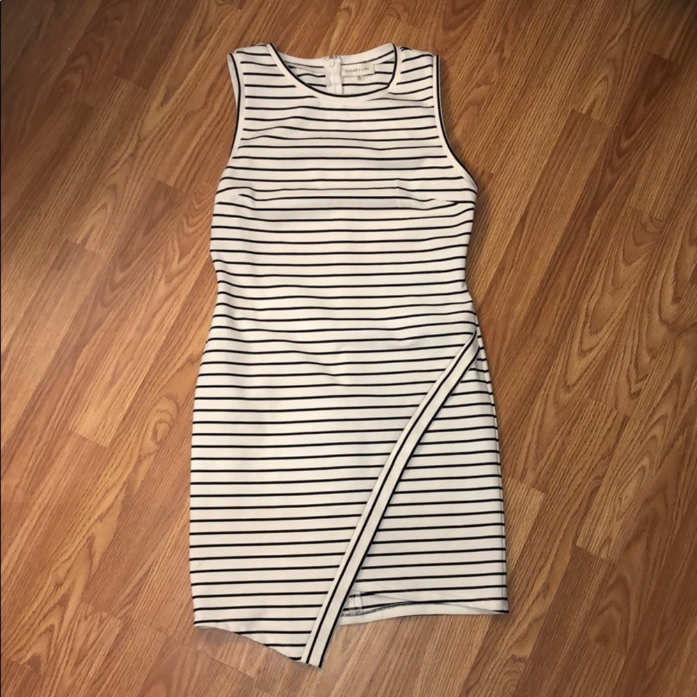 Sugarlips Asymmetrical Striped Dress